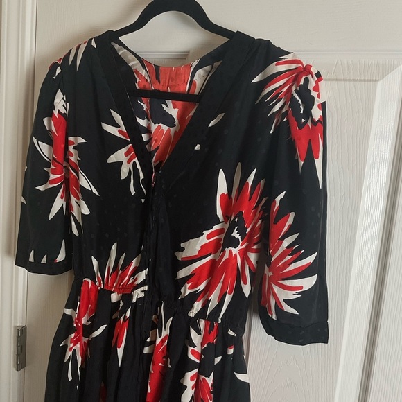 Floral Black and Red Women's Dress - Picture 7 of 12